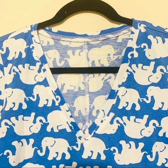 Lilly Pulitzer Christie Sun Blue Elephant shirt Dress womens size XS - Picture 4 of 8
